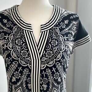 Joseph Ribkoff Black & White Medallion Print Graphic Stretch Jersey Dress – US S